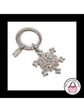 NEW Rare COACH Pave Crystal SNOWFLAKE Key Fob Bag Charm Keychain Hang Tag 92599